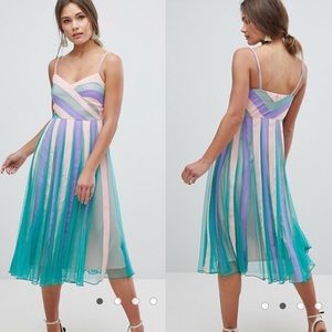 ASOS | Color Block Mesh Fit and Flare Midi Dress